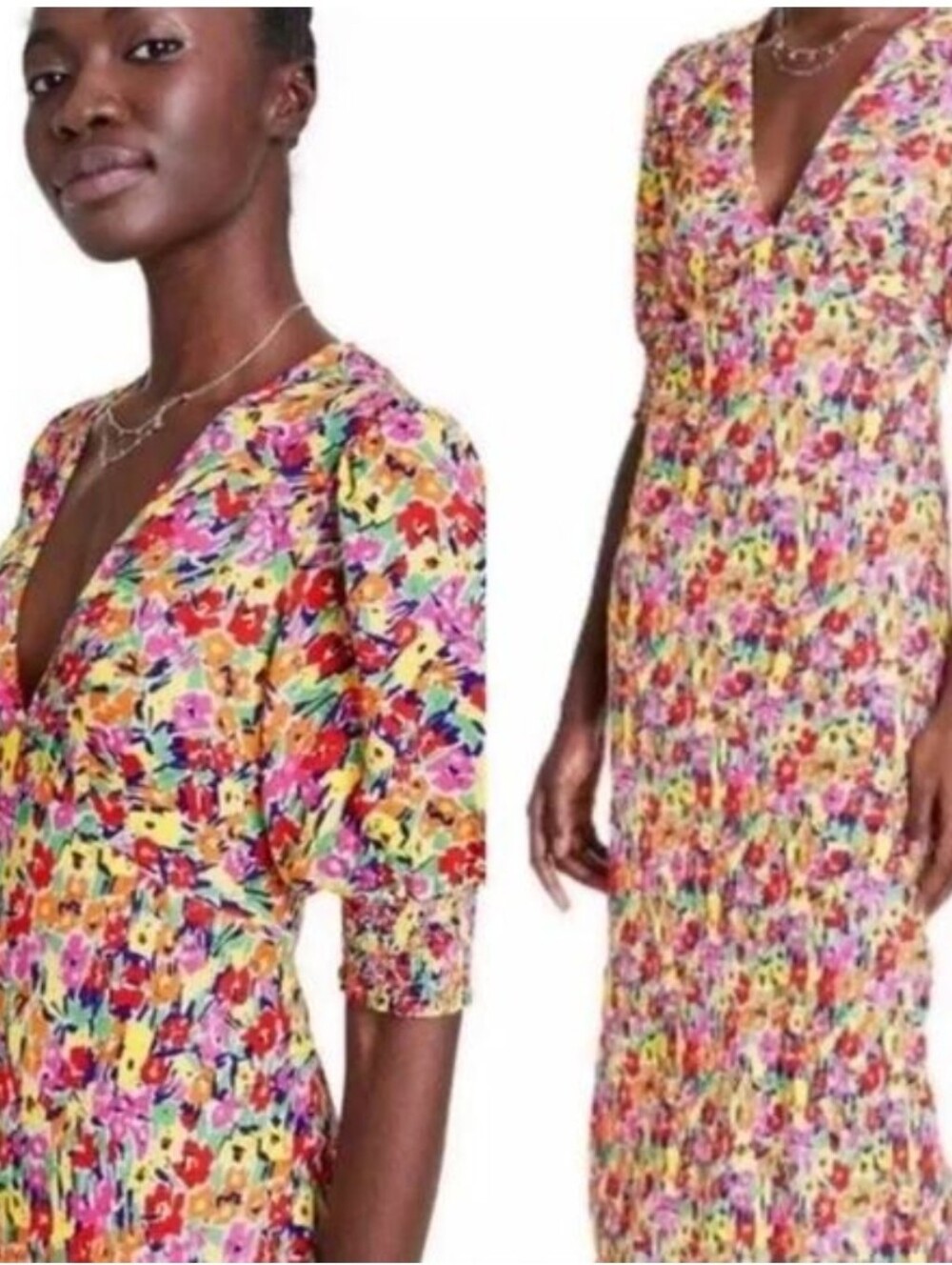 RIXO Multicolor Floral V-Neck Maxi Dress Size 4 NWT